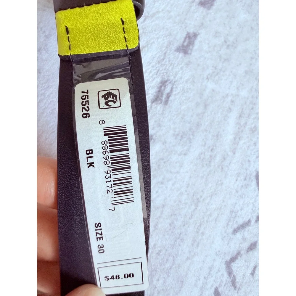 Calvin Klein Mens Black Leather Dress Belt Size 30 Gunmetal Buckle 75526 NEW